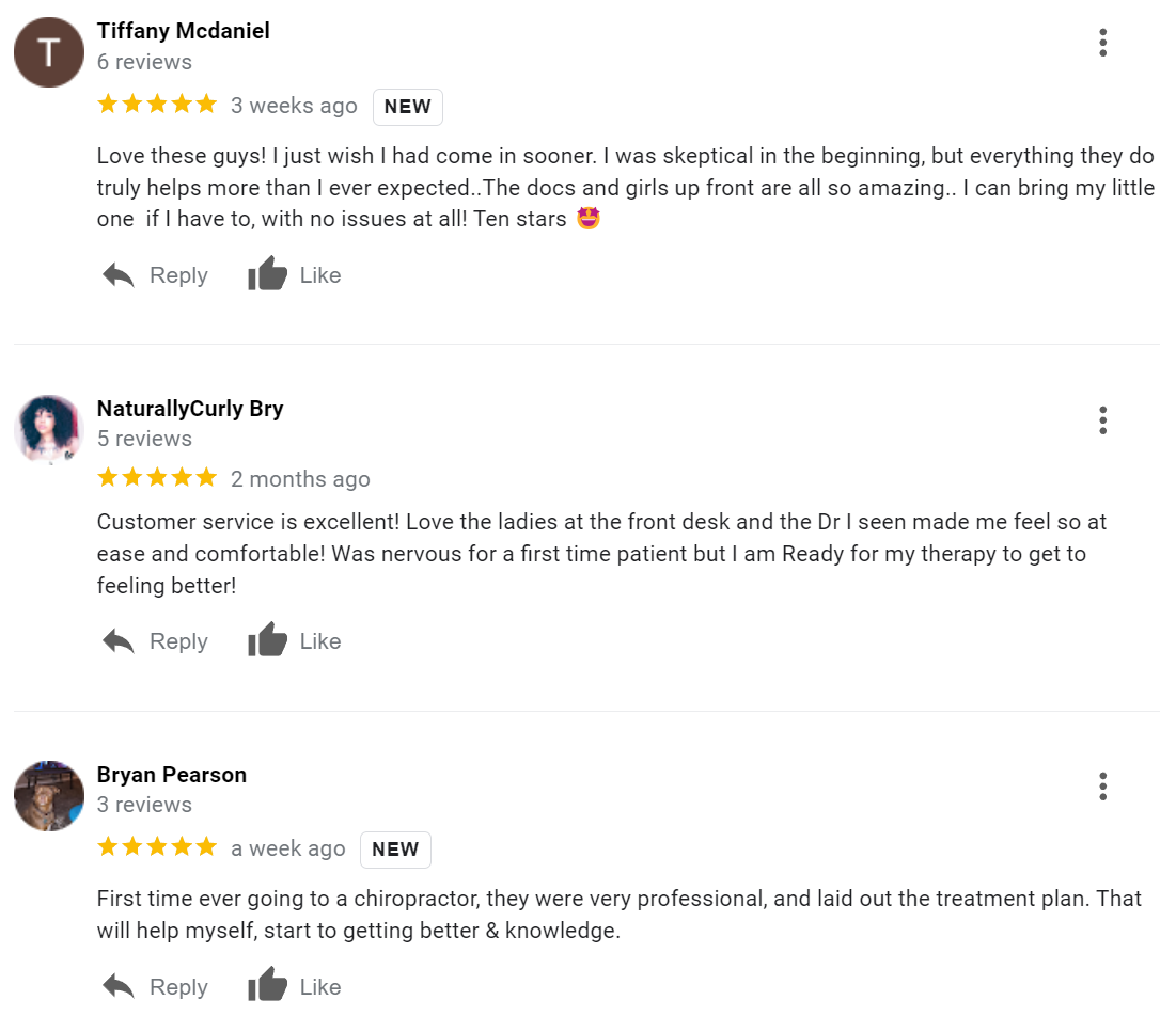 Wichita's Northeast Wilbeck Chiropractic 5 Star Patient Google Reviews